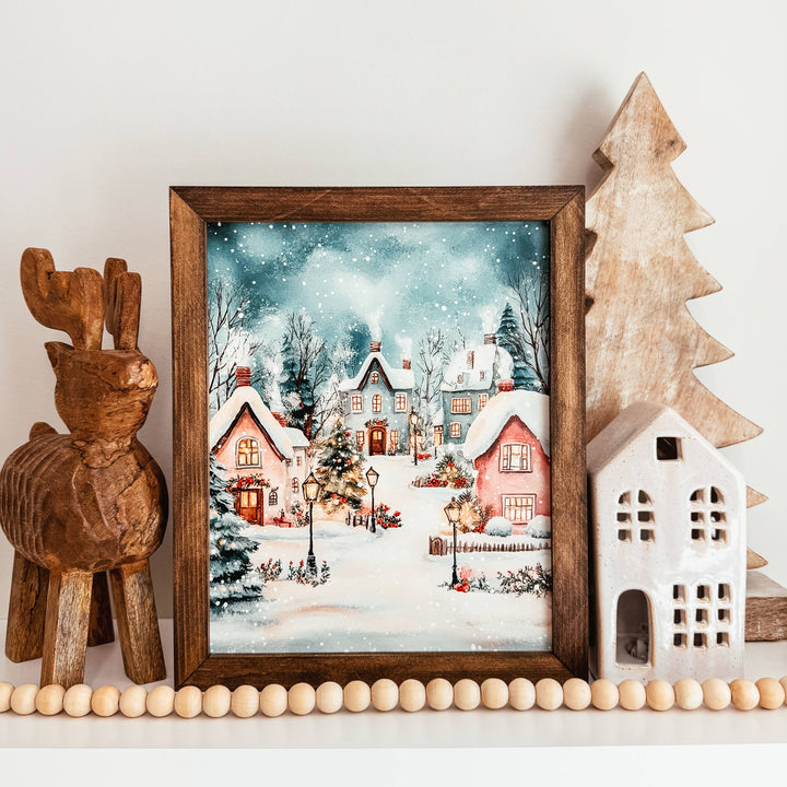 Christmas Village Scene Framed Christmas Sign