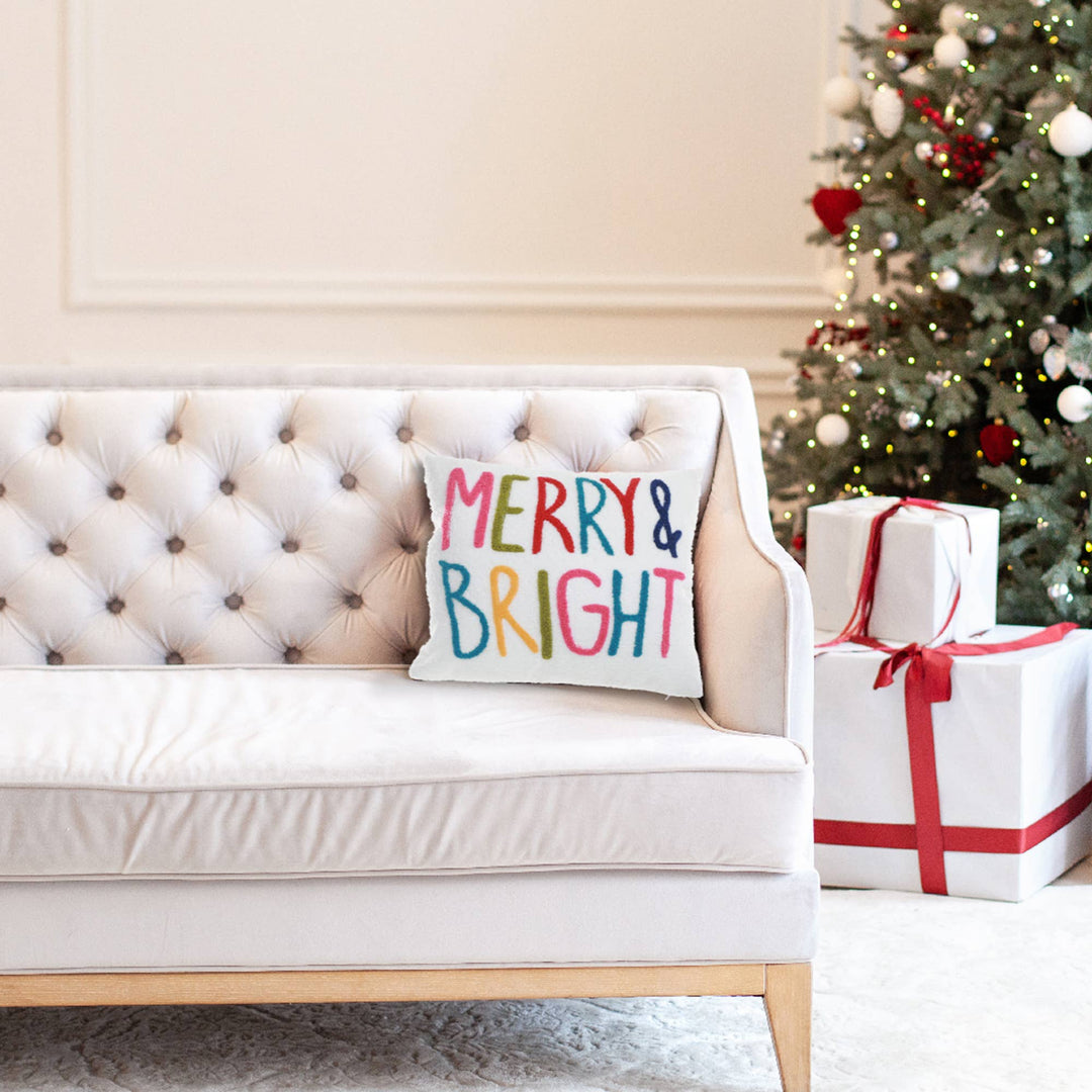 Merry & Bright Embroidered Pillow