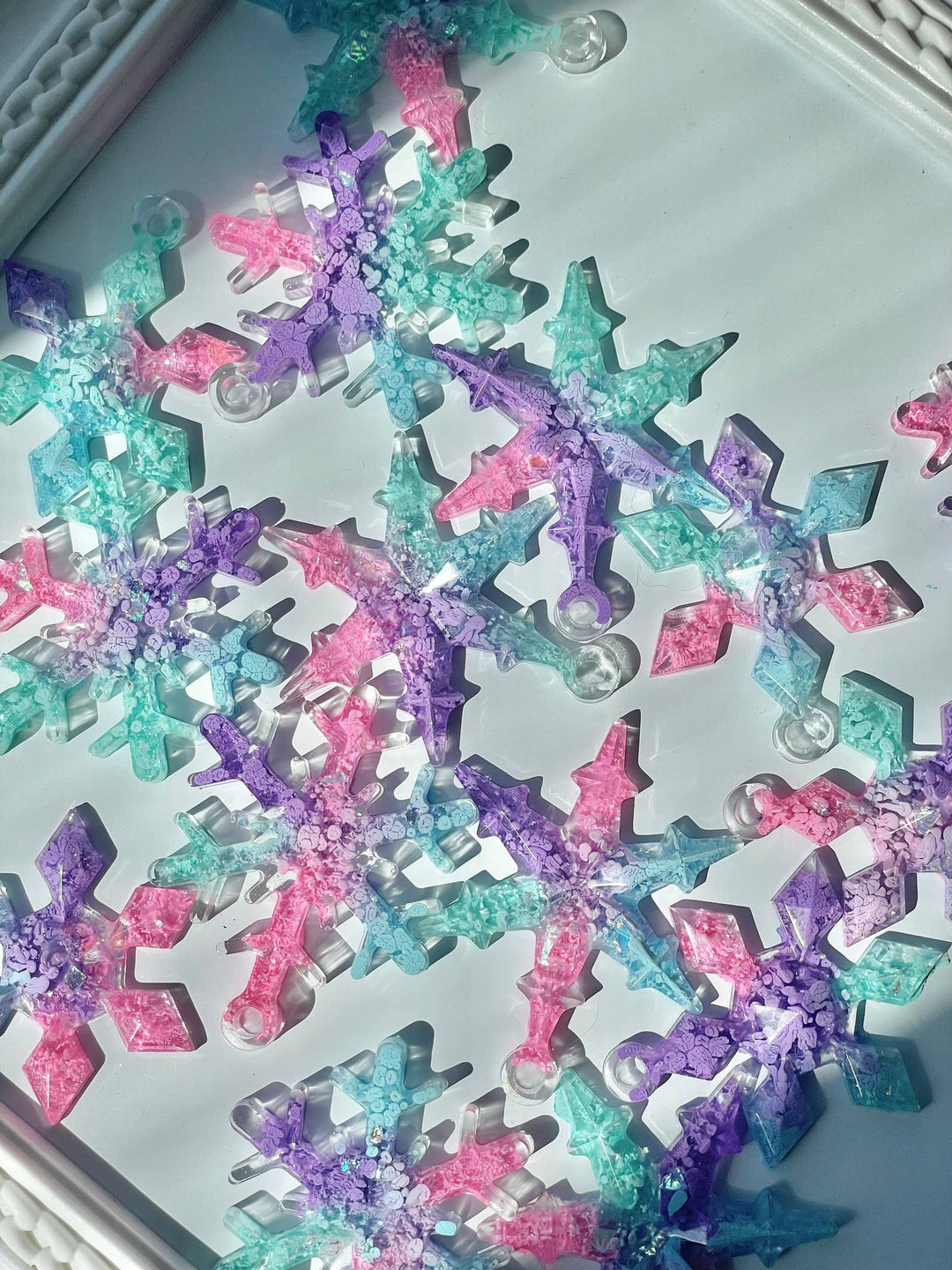 Winter Pastel Snowflake Ornaments