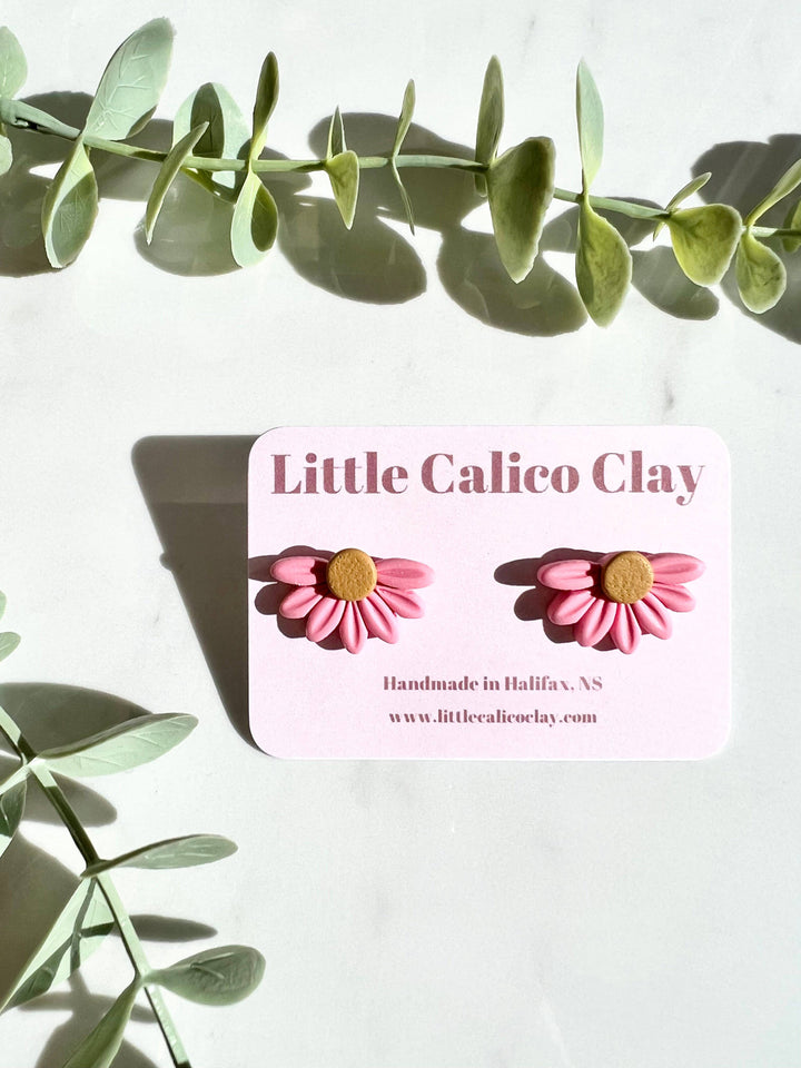 Half Daisy Stud Clay Earrings