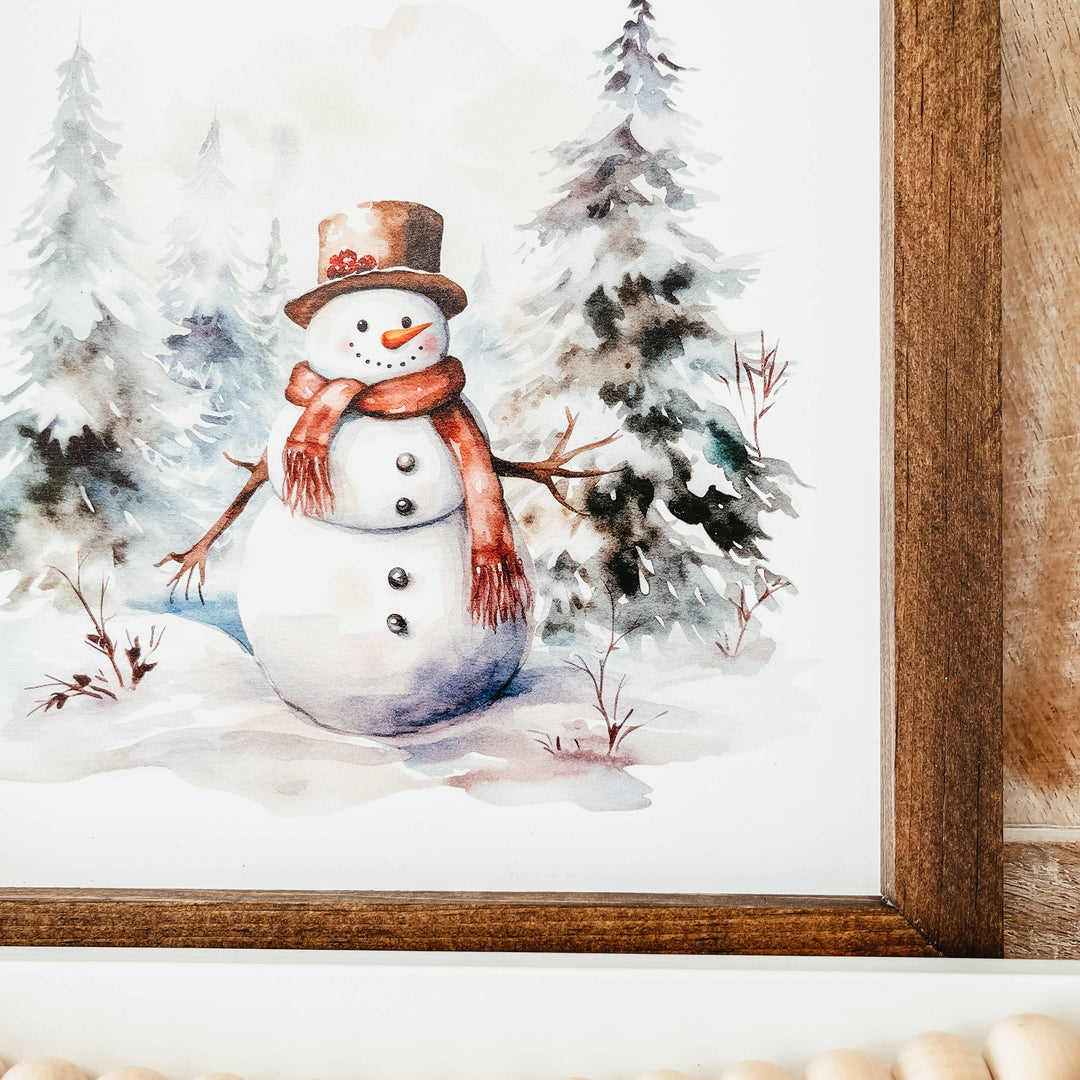 Watercolour Snowman Framed Sign