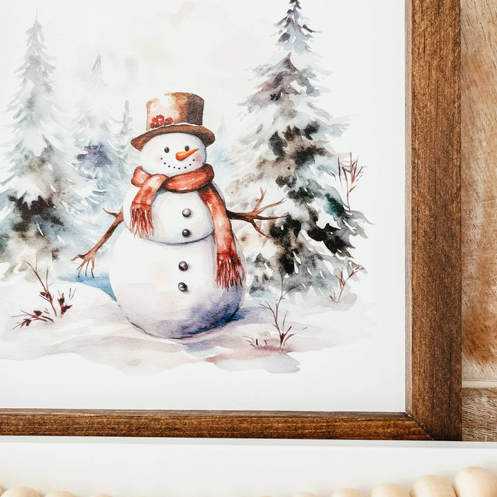 Watercolour Snowman Framed Sign