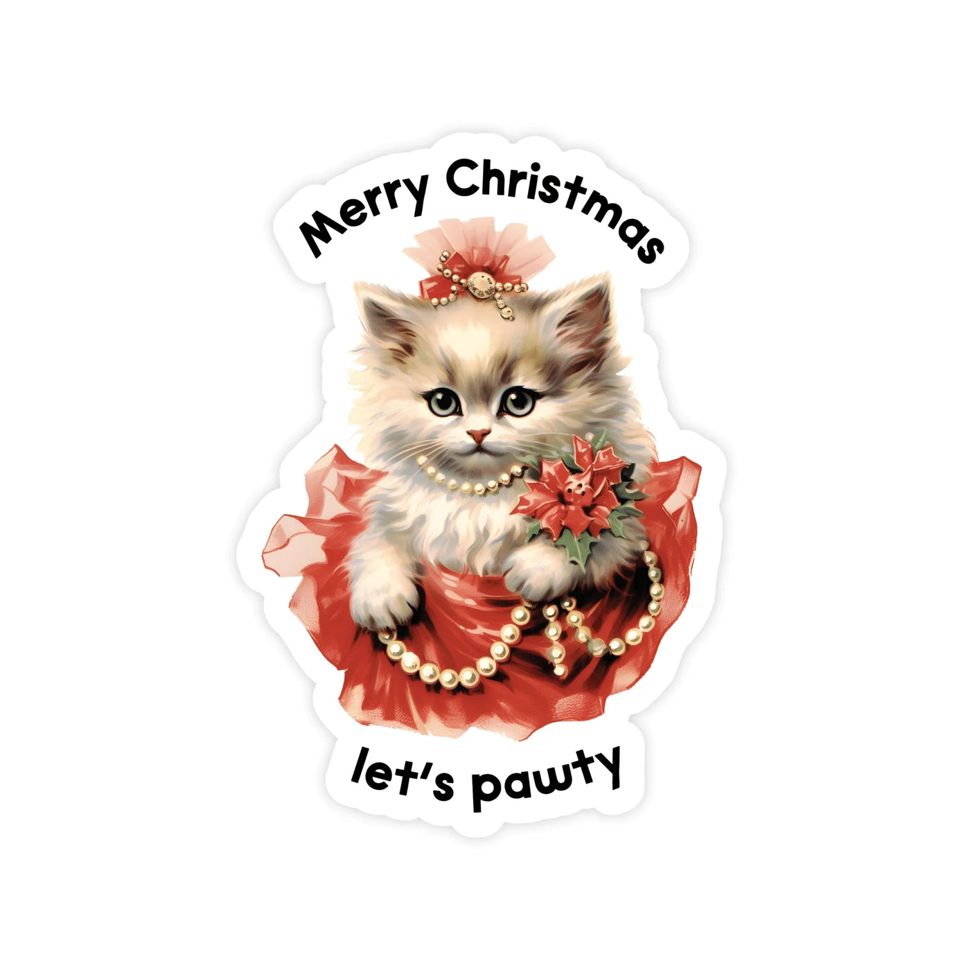 Merry Christmas, Let's Pawty Sticker