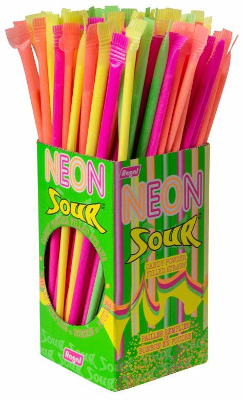 Neon Lazer Candy Powder Filled Straws