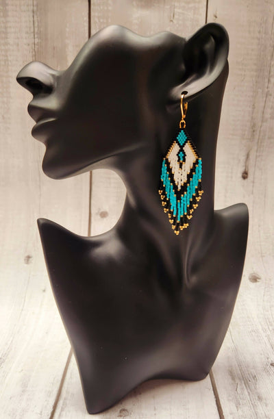 Turquoise Fringe Beaded Earrings