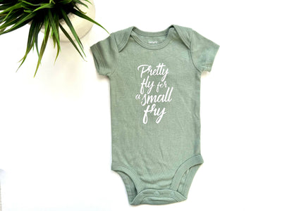 Pretty Fly for a Small Fry Onesie (Green)