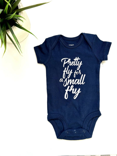 Pretty Fly for a Small Fry Onesie (Navy)