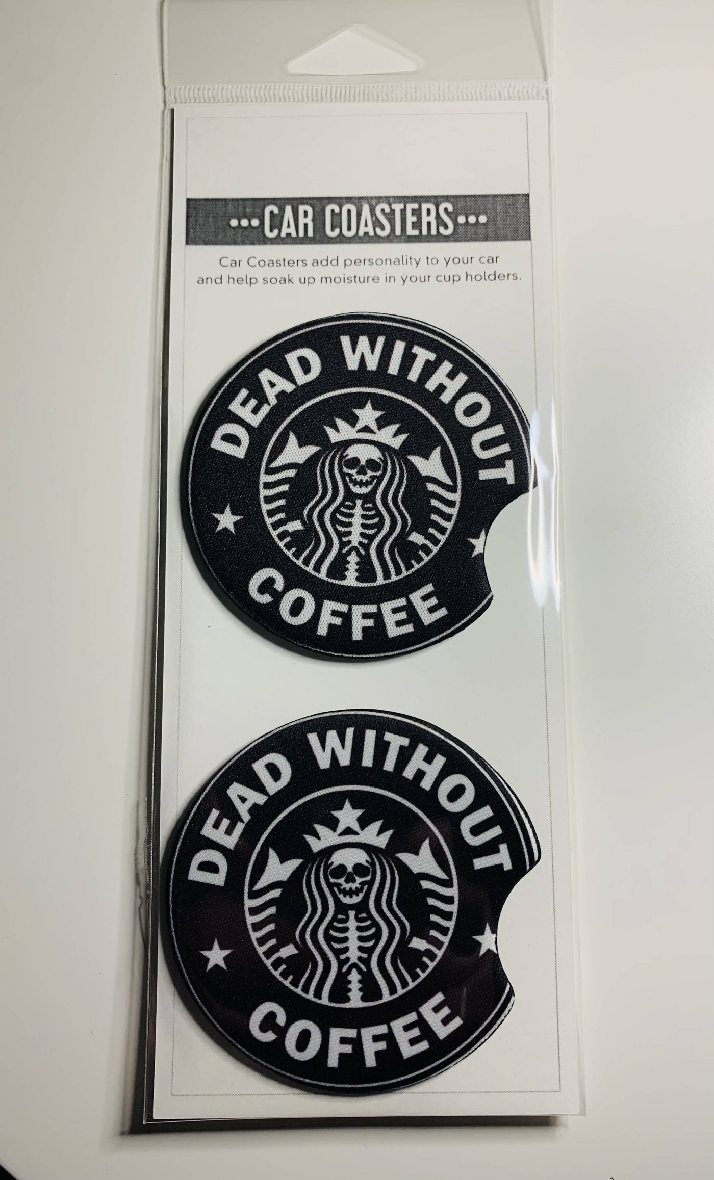 Dead Without Coffee Car Coasters