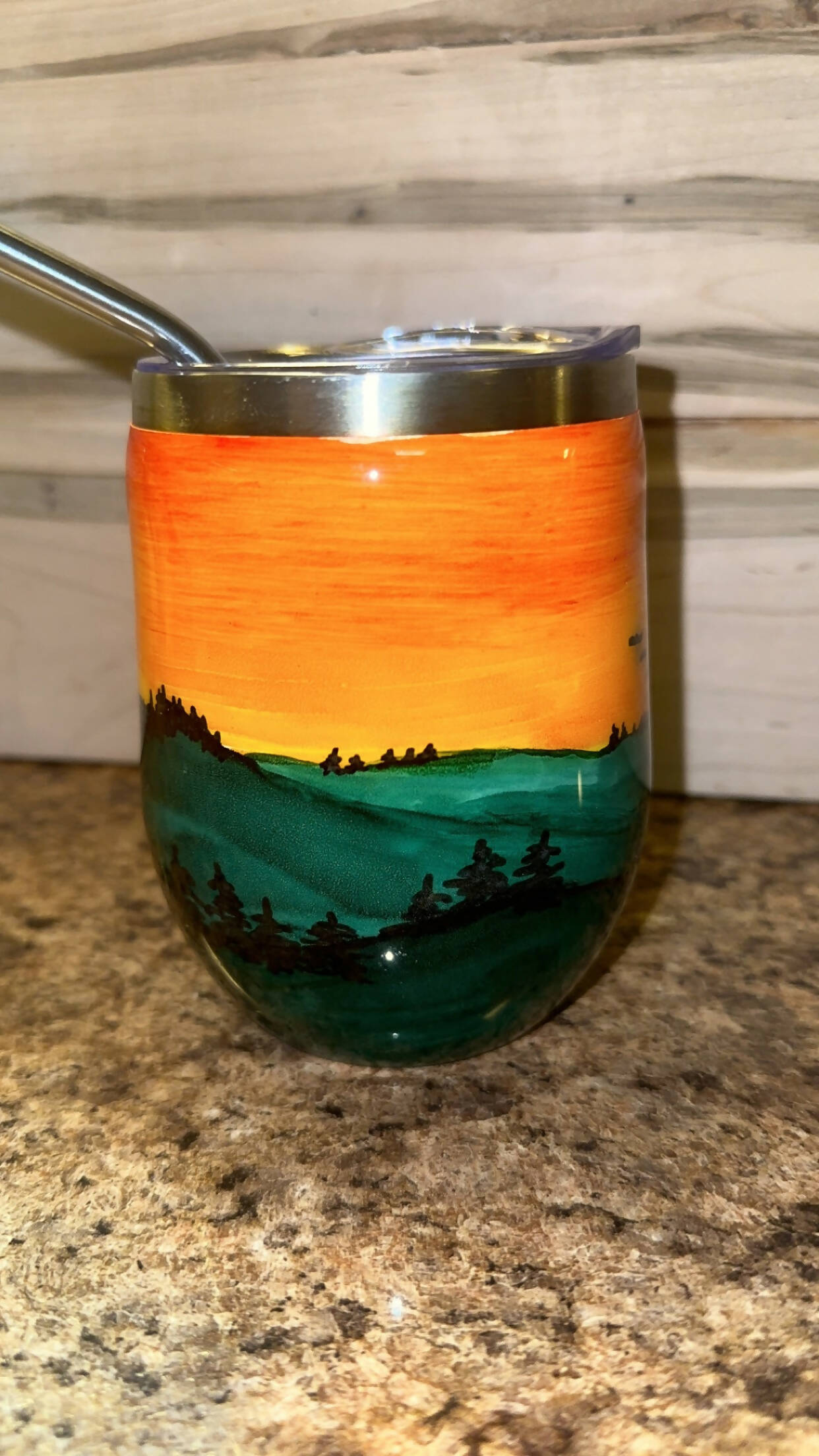 Sunset in the Hills Wine Tumbler