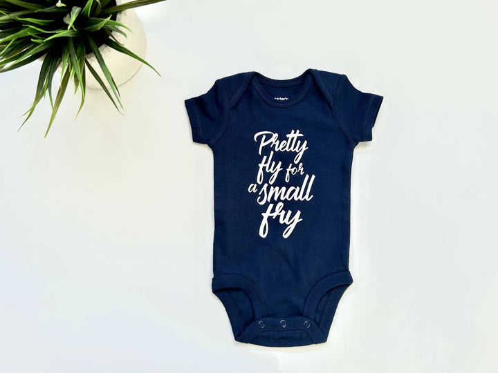 Pretty Fly for a Small Fry Onesie (Navy)