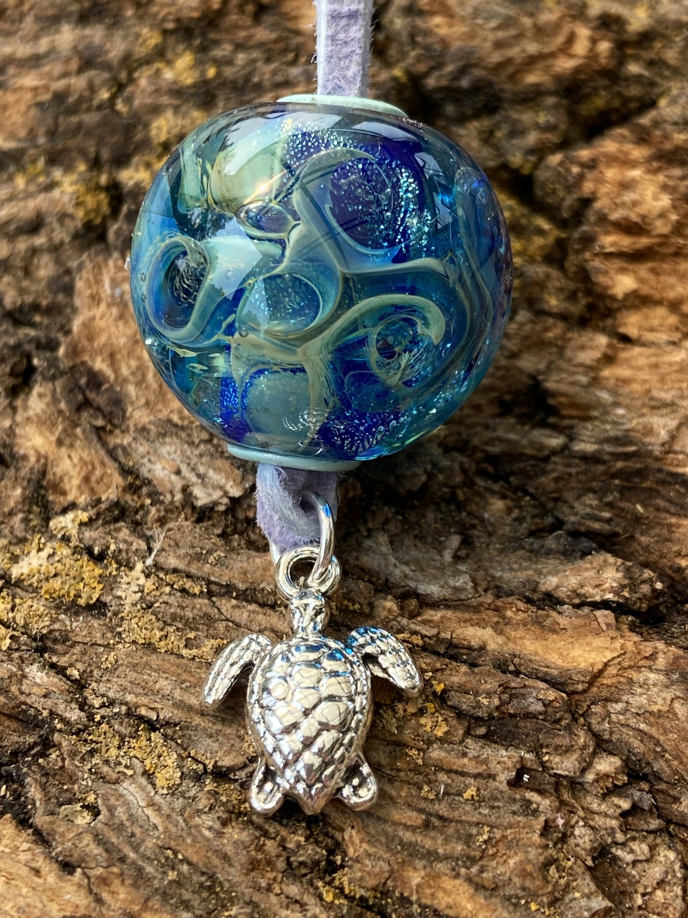 Sea Turtle glitter glass bead necklace