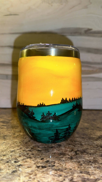 Sunset in the Hills Wine Tumbler