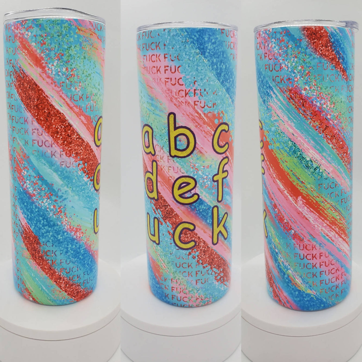 ABCDEF*CK Red Pink Blue Milky Way Hot/Cold Tumbler