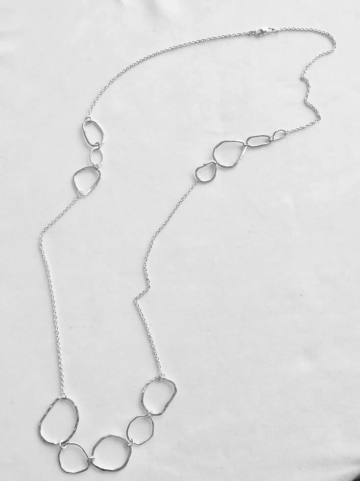 Long Partial Hammered Ring Necklace