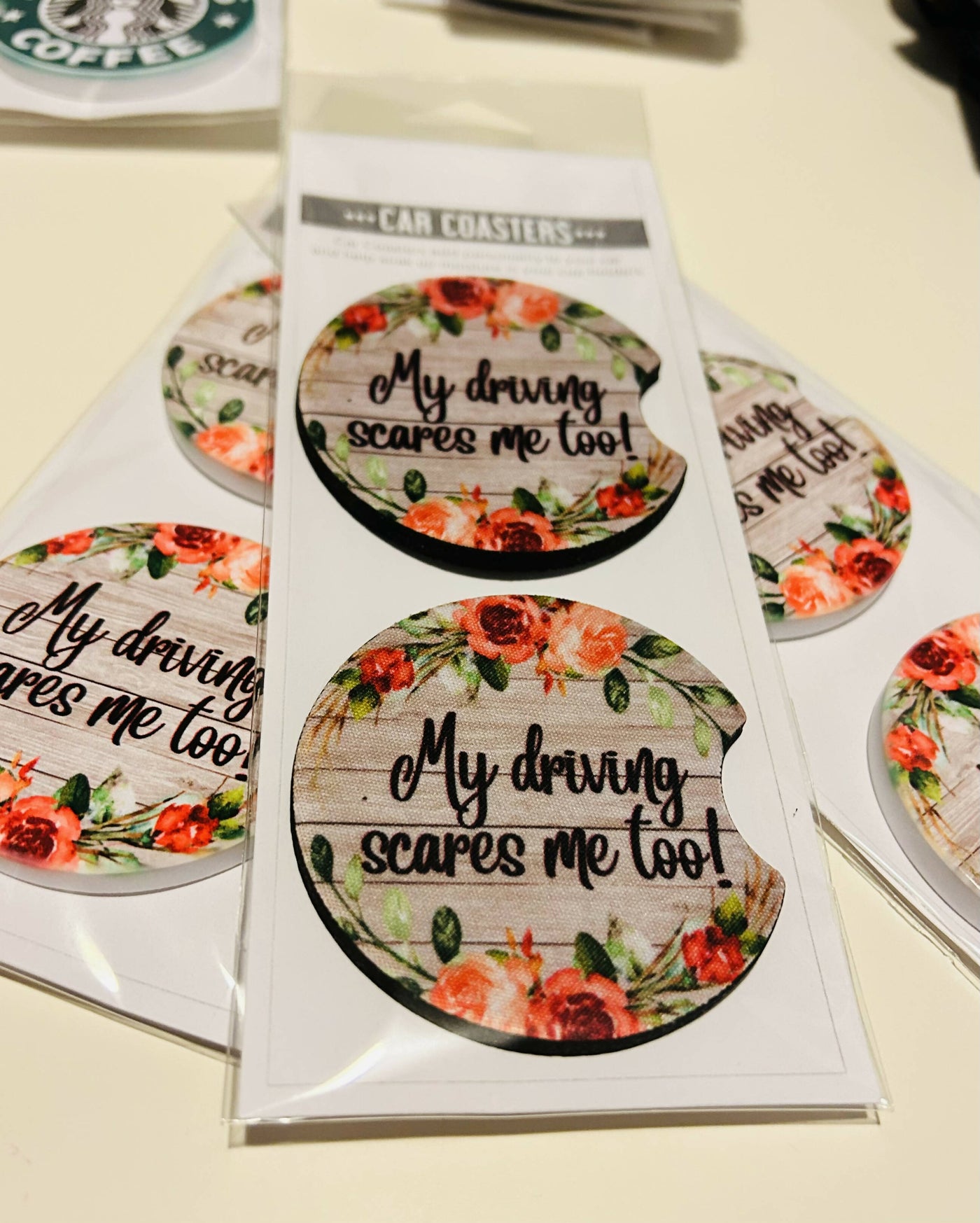 My Driving Scares Me Too Car Coasters