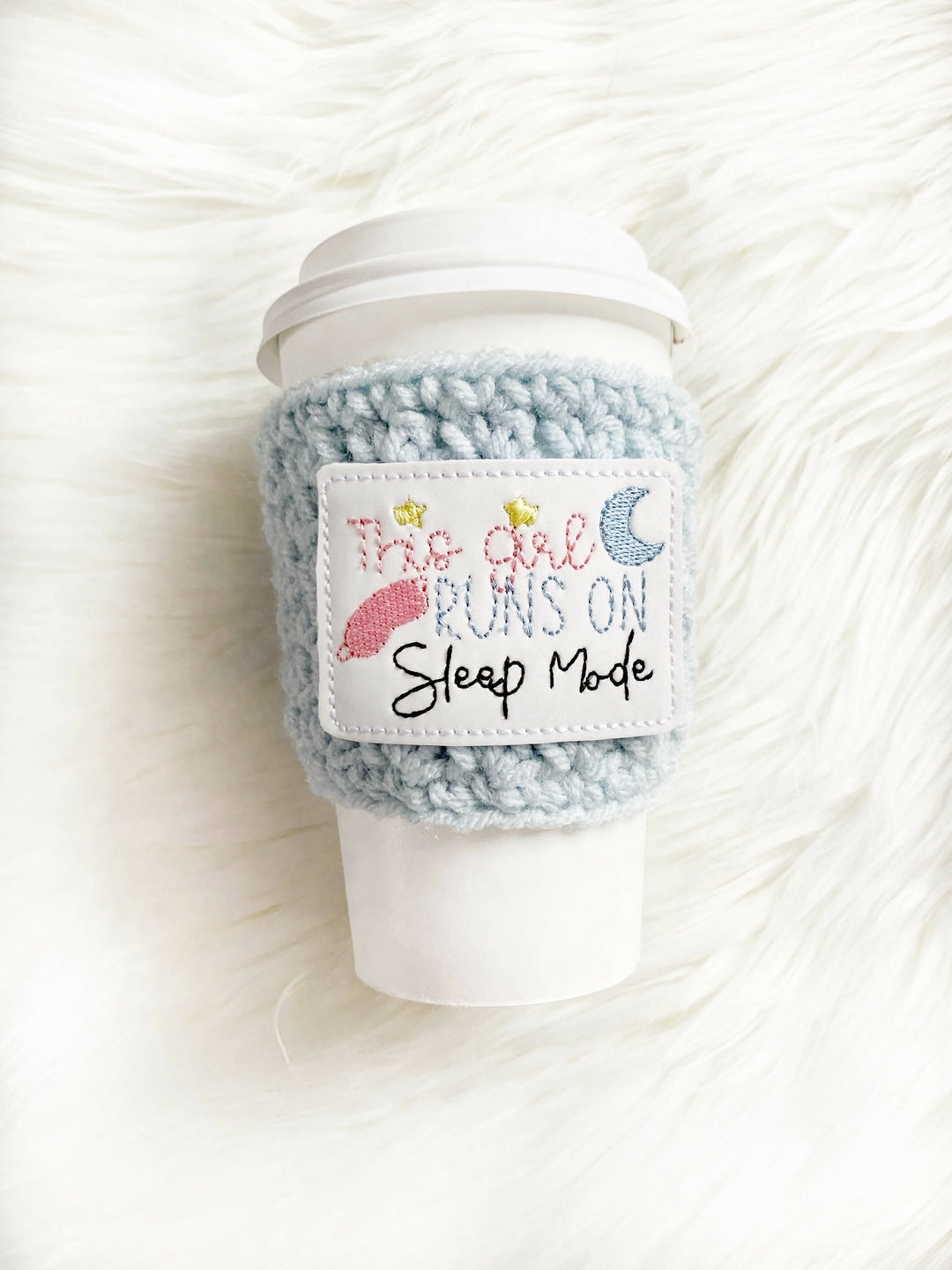 Run on Sleep Mode Crochet Cup Cozy