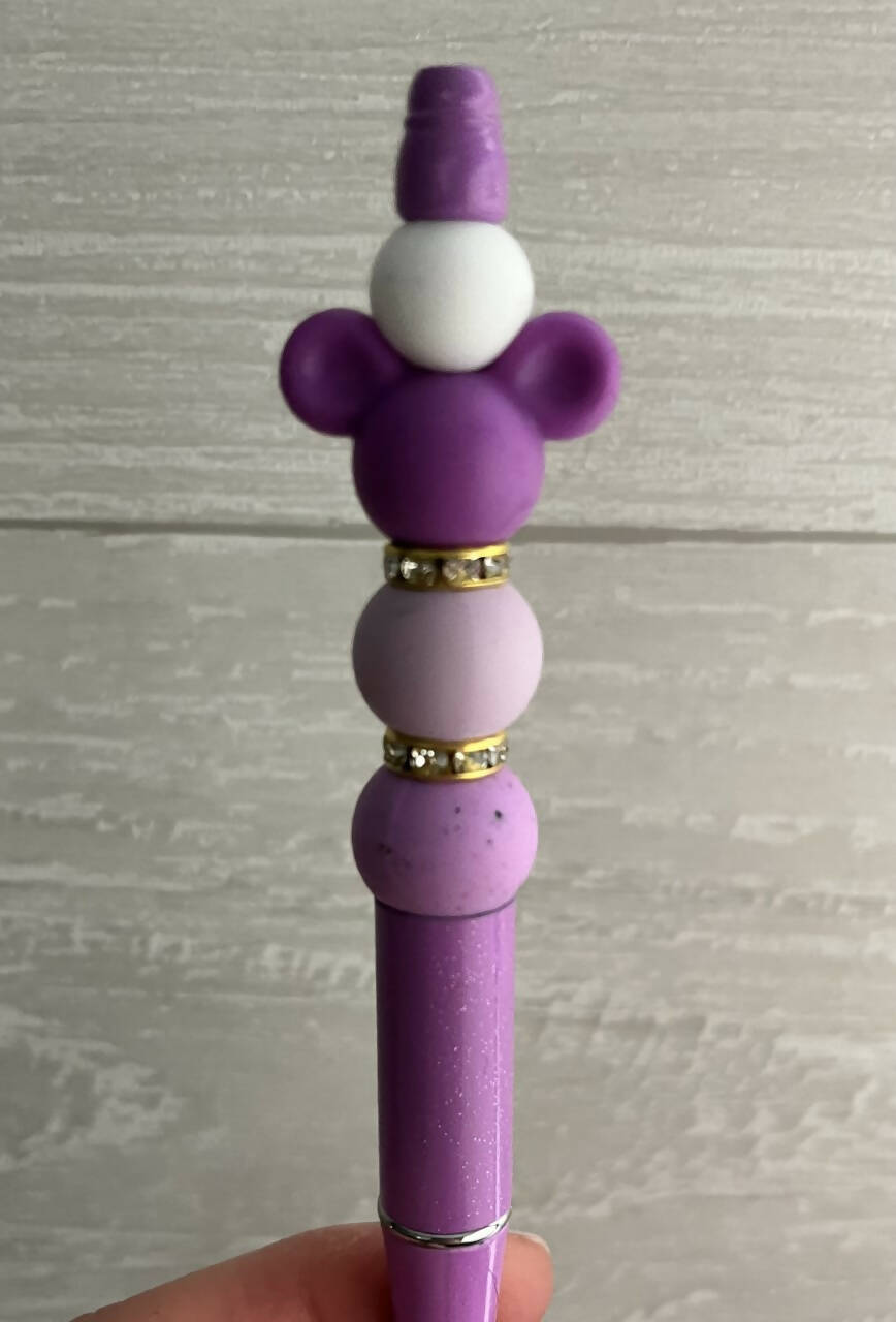 Purple Mickey Mouse Beaded Pen