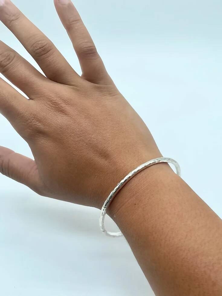 Thick Hammered Bangle
