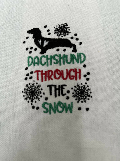 Dachshund Through the Snow Tea Towel